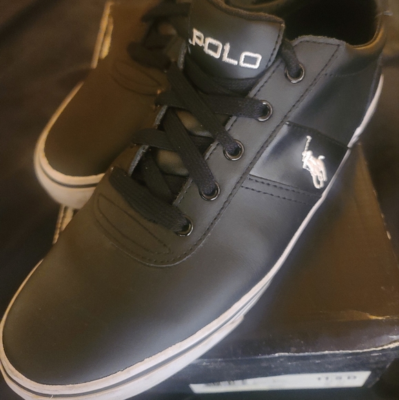 Polo by Ralph Lauren Hanford Trainers Shoes | Leather | Black/White | Size 11.5 - Picture 5 of 12